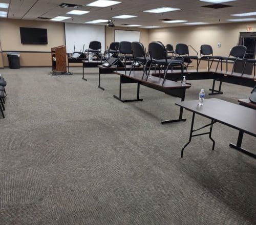 Carpet Steam Cleaning And Scrub Large Commercial Job Training Room For Ups