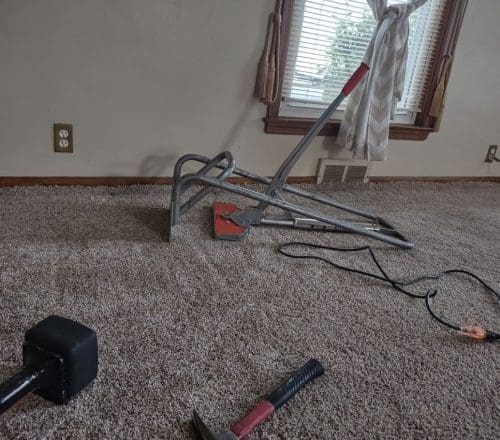Power Stretching Carpet In Large Room